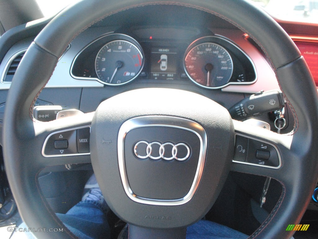 2011 Audi S5 4.2 FSI quattro Coupe Black/Tuscan Brown Silk Nappa Leather Steering Wheel Photo #71596219