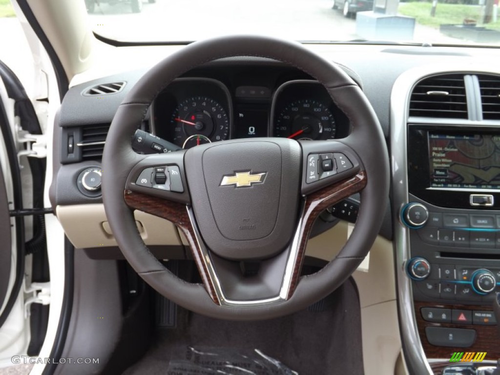 2013 Chevrolet Malibu ECO Cocoa/Light Neutral Steering Wheel Photo #71599365