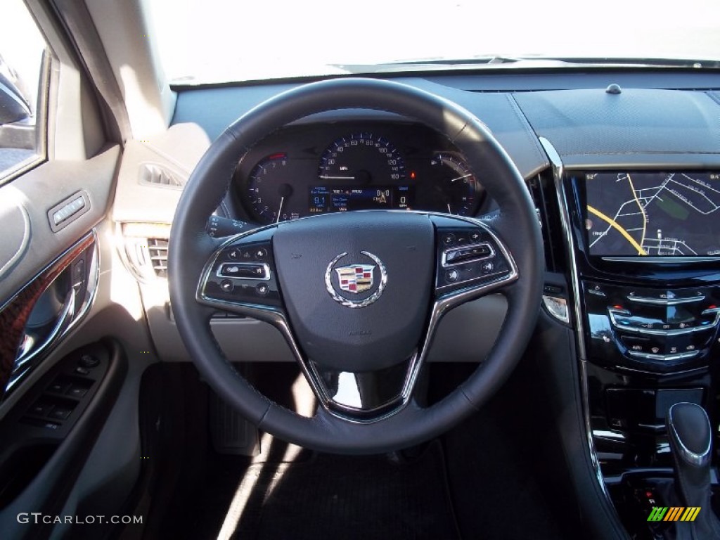 2013 Cadillac ATS 3.6L Luxury AWD Light Platinum/Jet Black Accents Steering Wheel Photo #71606064