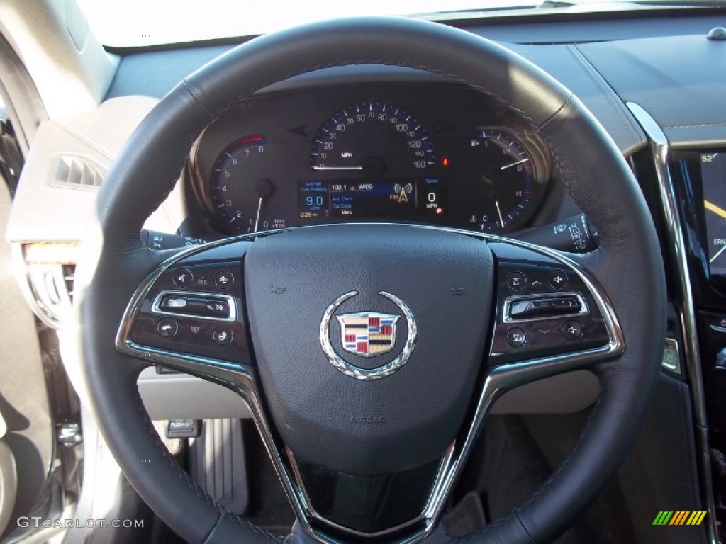2013 Cadillac ATS 3.6L Luxury AWD Light Platinum/Jet Black Accents Steering Wheel Photo #71606103