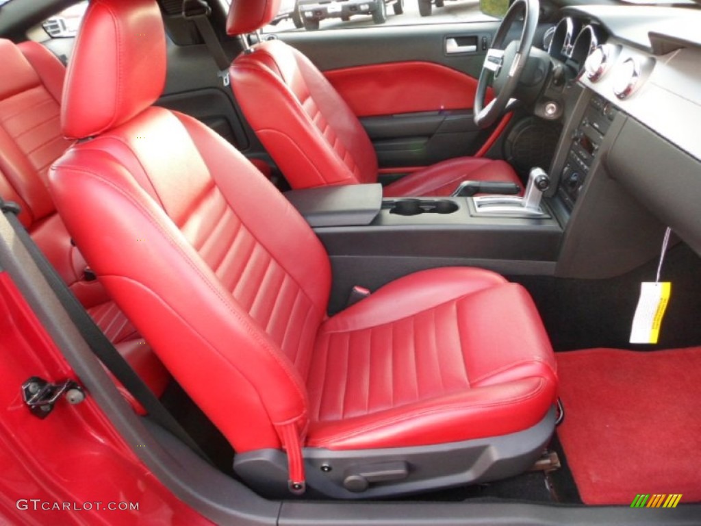 Red Leather Interior 2005 Ford Mustang GT Premium Coupe Photo #71606865