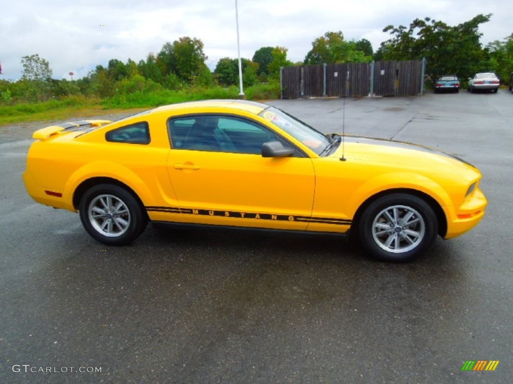 Screaming Yellow 2005 Ford Mustang V6 Premium Coupe Exterior Photo #71607114