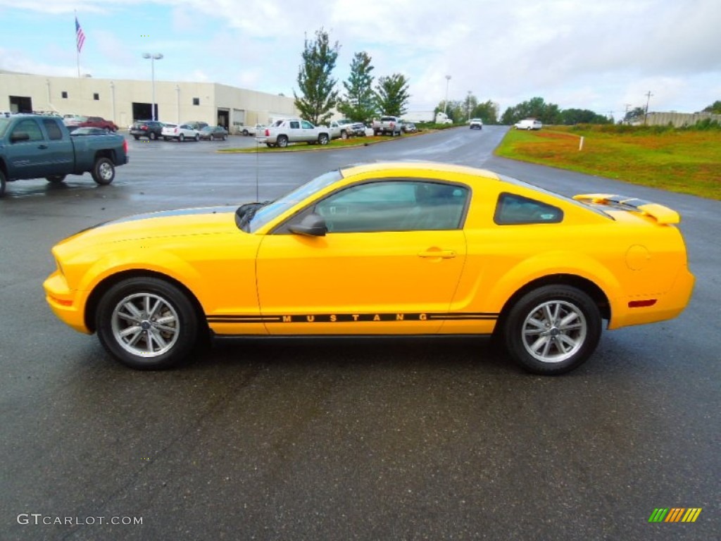 Screaming Yellow 2005 Ford Mustang V6 Premium Coupe Exterior Photo #71607123