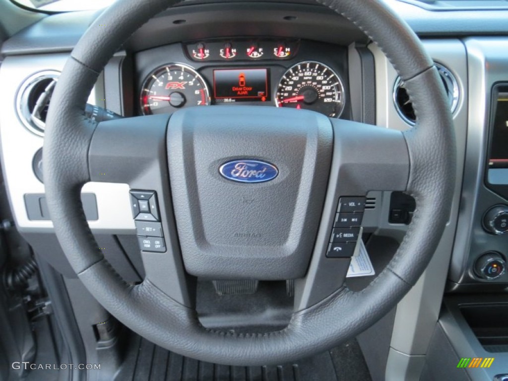 2013 Ford F150 FX4 SuperCrew 4x4 Black Steering Wheel Photo #71610210