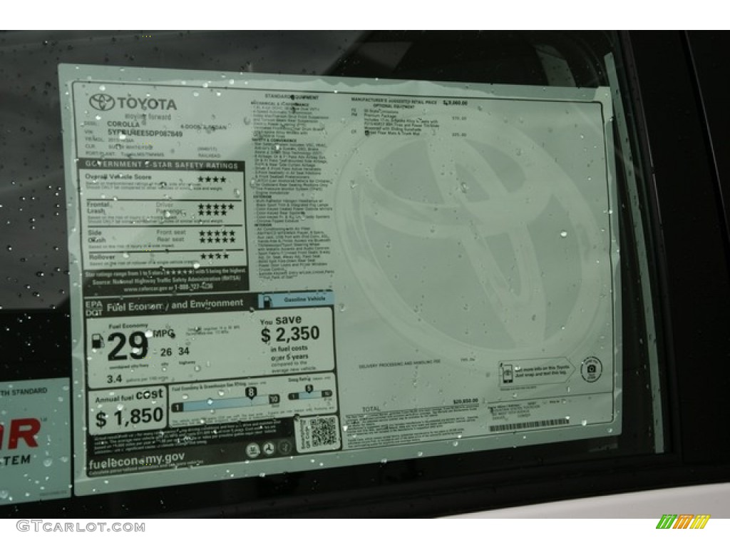 2013 Corolla S - Super White / Dark Charcoal photo #10