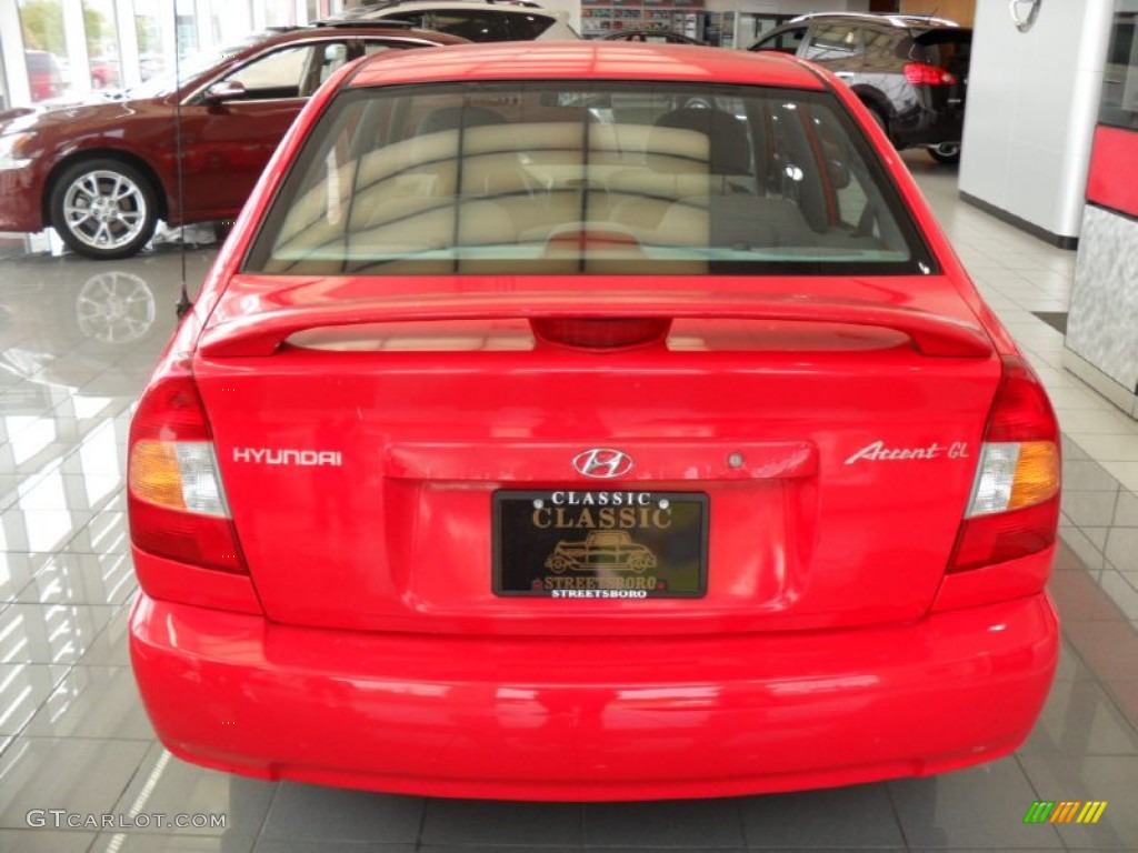 2002 Accent GL Sedan - Retro Red / Gray photo #6