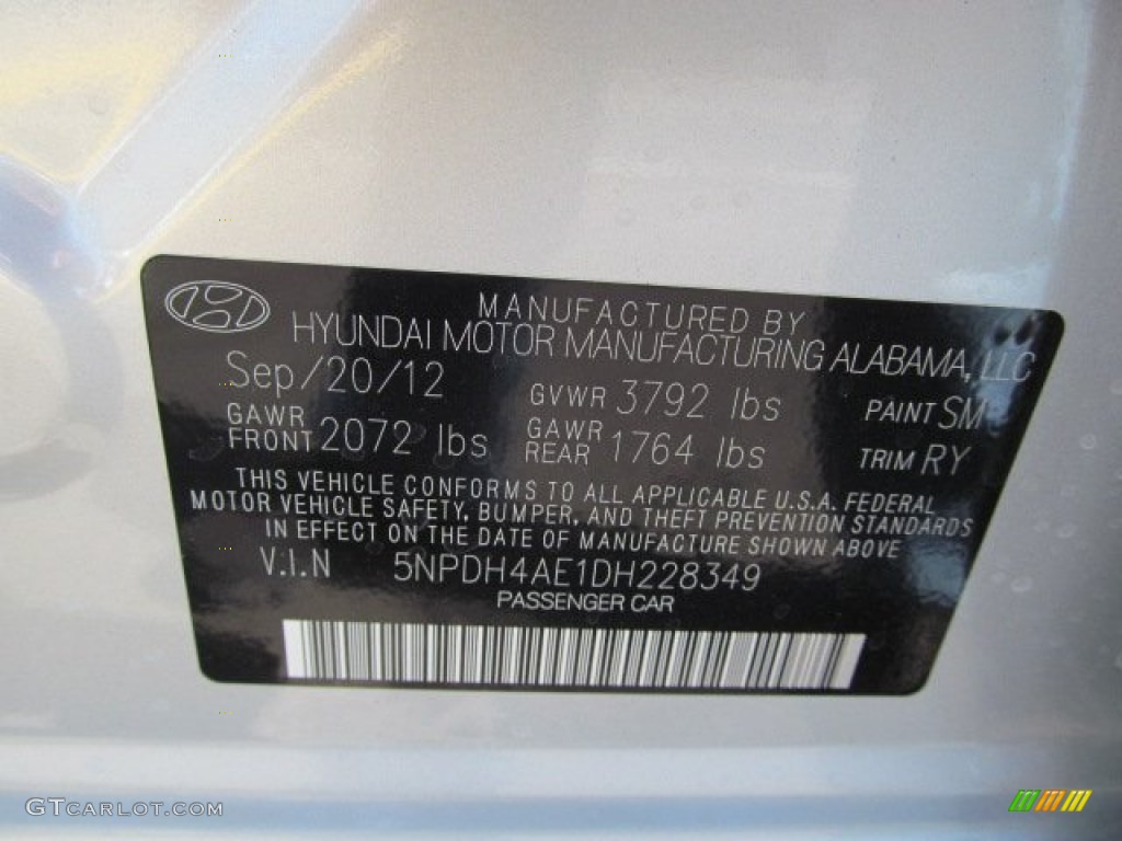 2013 Elantra Limited - Silver / Black photo #10