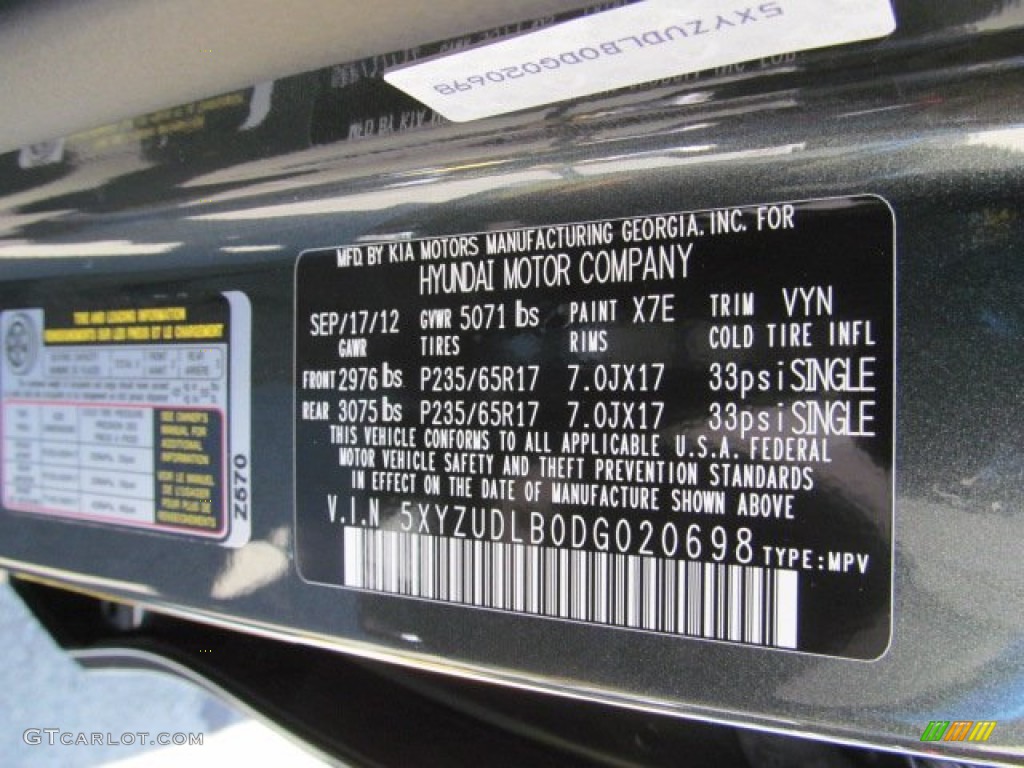 2013 Santa Fe Color Code X7E for Juniper Green Photo #71615378