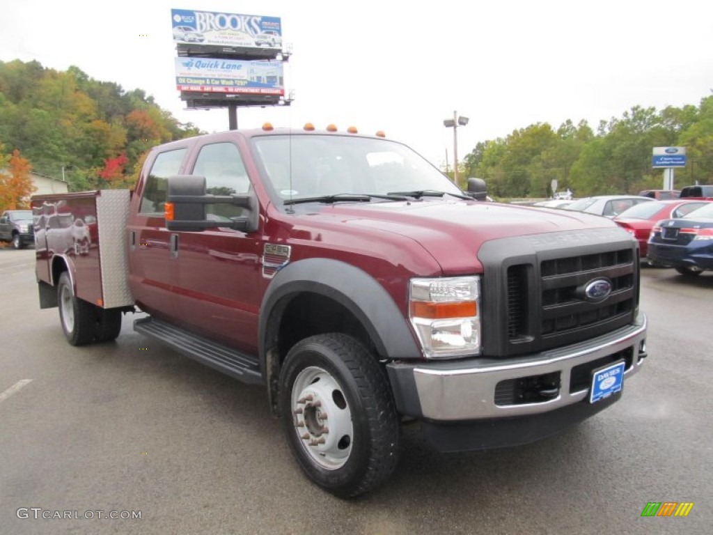 2008 F450 Super Duty XL Crew Cab 4x4 Commercial - Dark Toreador Red Metallic / Medium Stone Grey photo #6