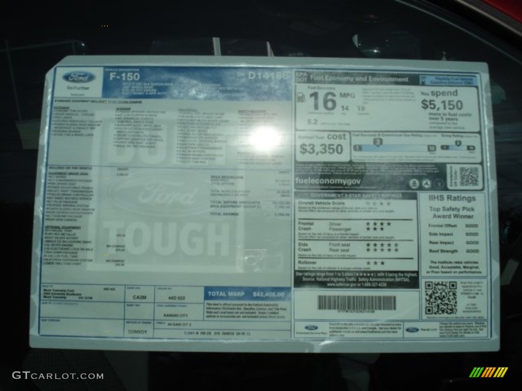 2013 Ford F150 XLT SuperCrew 4x4 Window Sticker Photo #71621851