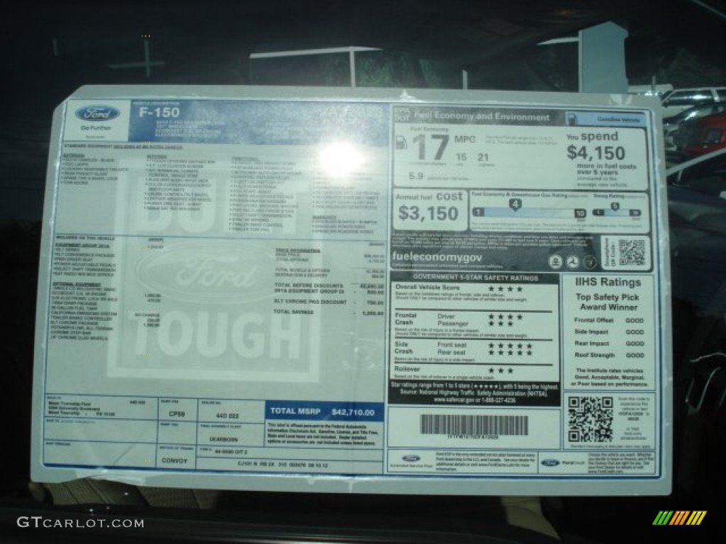 2013 Ford F150 XLT SuperCrew 4x4 Window Sticker Photo #71622068