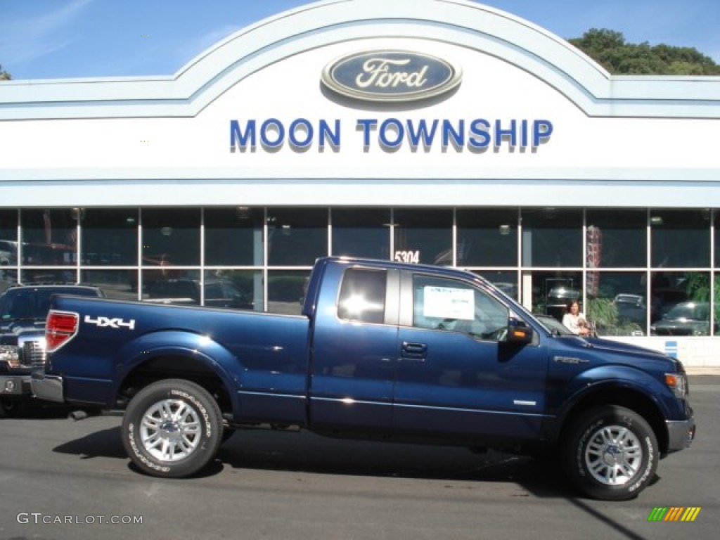 2013 F150 Lariat SuperCab 4x4 - Blue Jeans Metallic / Steel Gray photo #1