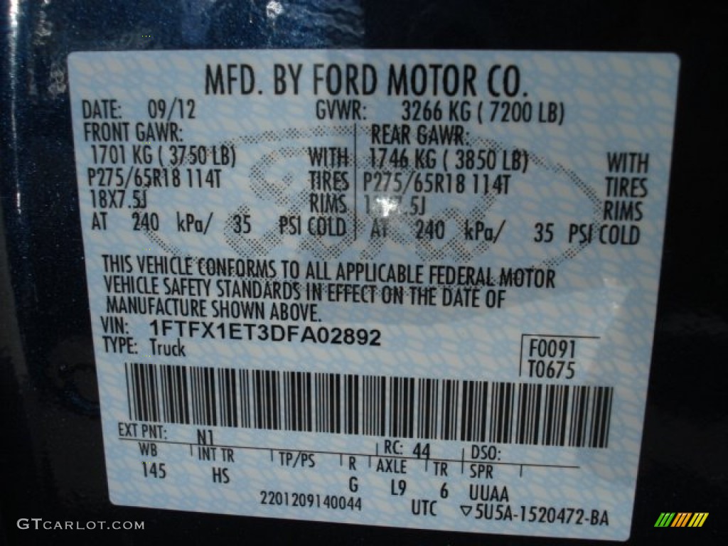 2013 F150 Color Code N1 for Blue Jeans Metallic Photo #71622178