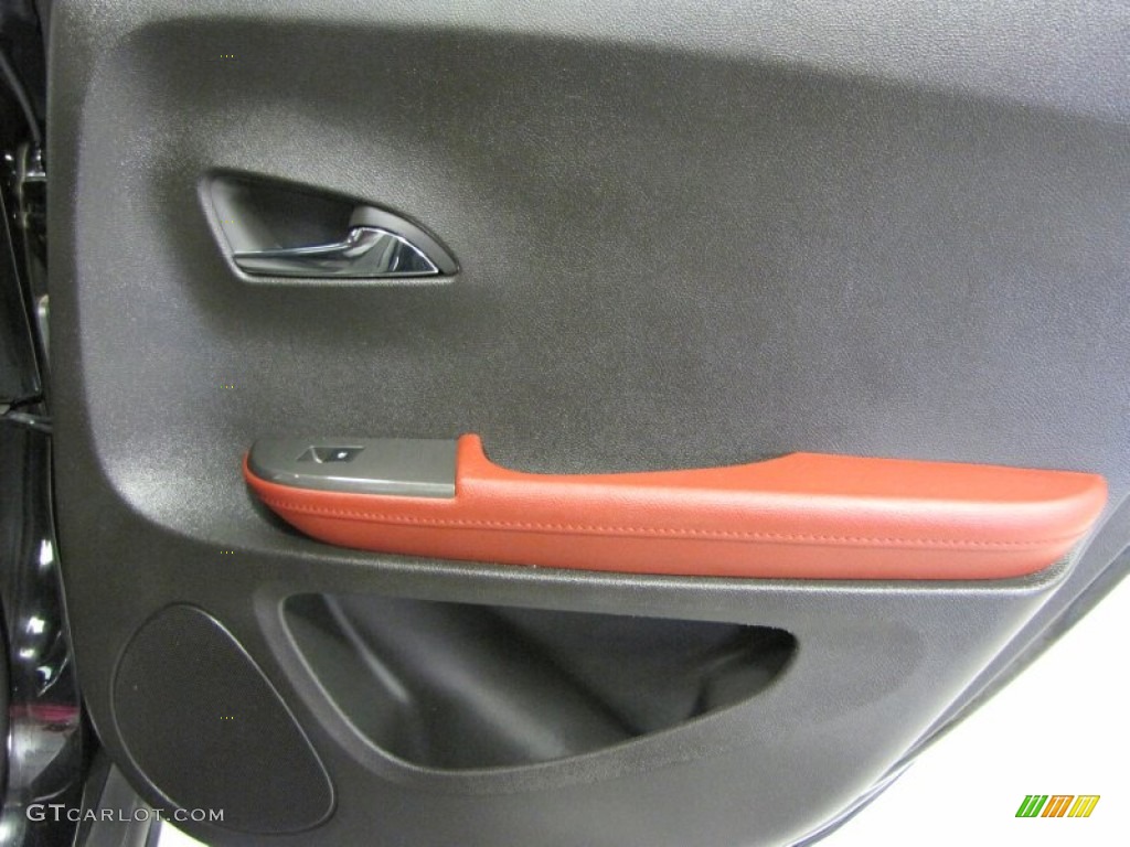 2012 Chevrolet Volt Hatchback Jet Black/Spice Red/Dark Accents Door Panel Photo #71632549