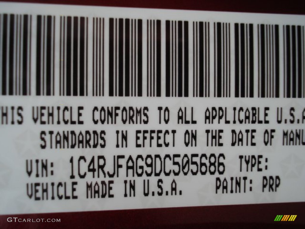 2013 Grand Cherokee Color Code PRP for Deep Cherry Red Crystal Pearl Photo #71637238
