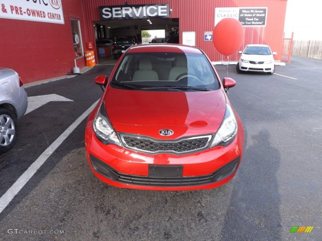 2013 Rio EX Sedan - Signal Red / Beige photo #7