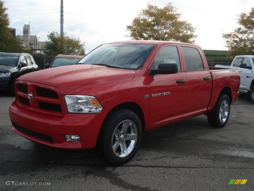 2012 Ram 1500 Express Crew Cab 4x4 - Flame Red / Dark Slate Gray/Medium Graystone photo #2