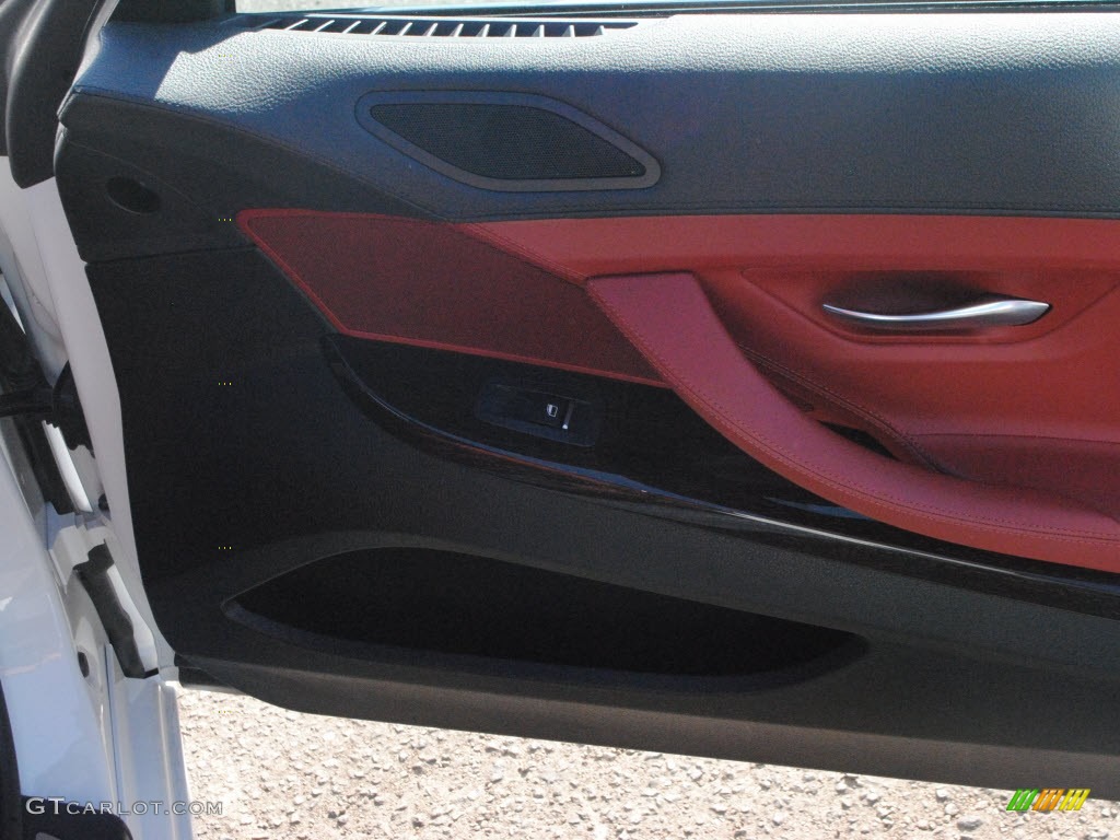 2012 BMW 6 Series 650i Convertible Vermillion Red Nappa Leather Door Panel Photo #71649193