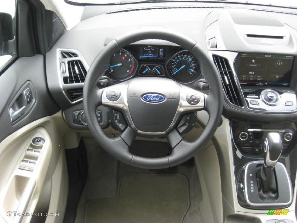2013 Ford Escape SEL 2.0L EcoBoost 4WD Medium Light Stone Steering Wheel Photo #71652319