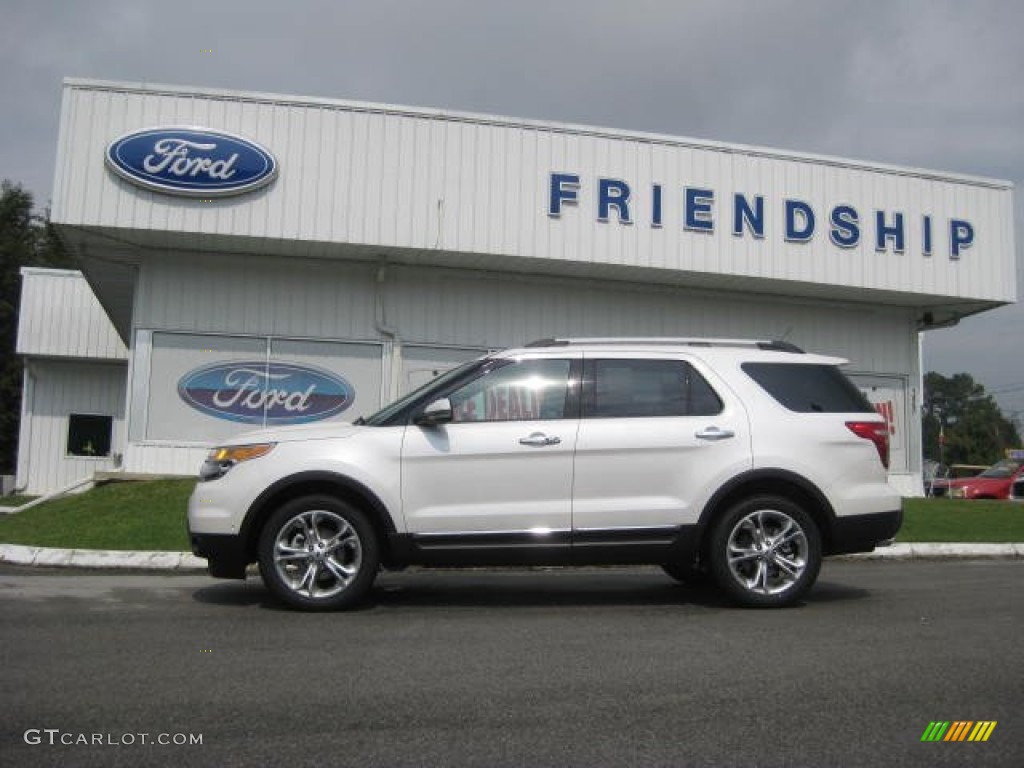 2013 Explorer Limited 4WD - White Platinum Tri-Coat / Medium Light Stone photo #1