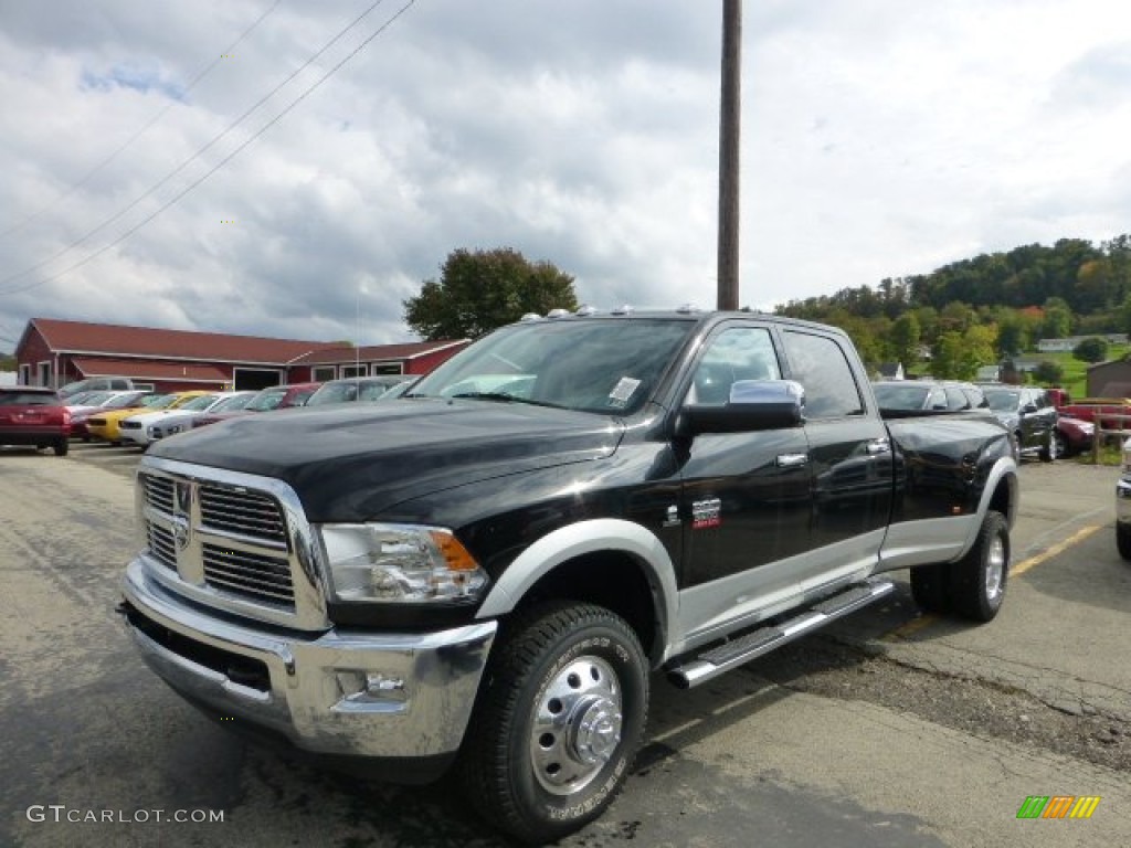 Black 2012 Dodge Ram 3500 HD Laramie Crew Cab 4x4 Dually Exterior Photo #71658382