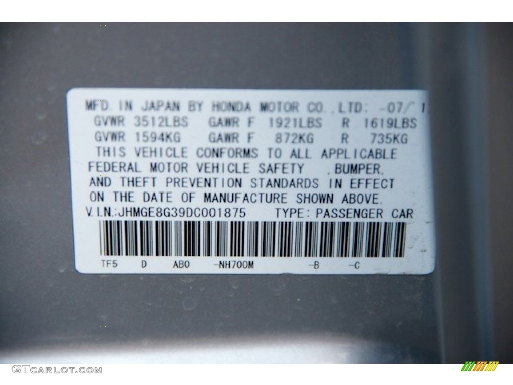 2013 Honda Fit Standard Fit Model NH700M Photo #71663194
