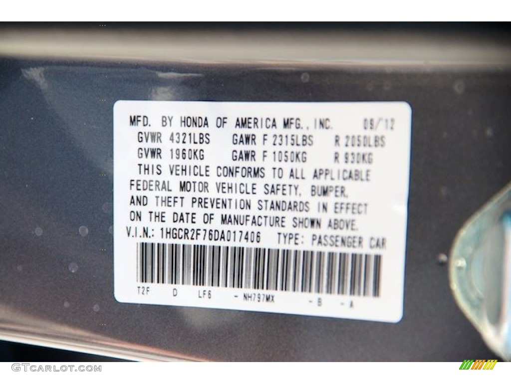 2013 Accord Color Code NH797MX for Modern Steel Metallic Photo #71664634