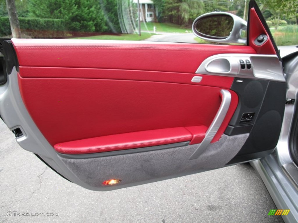 2006 Porsche 911 Carrera 4S Coupe Flamenco Red Interior Color to Sample Door Panel Photo #71665983