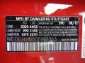 590: Mars Red 2013 Mercedes-Benz C 250 Coupe Color Code