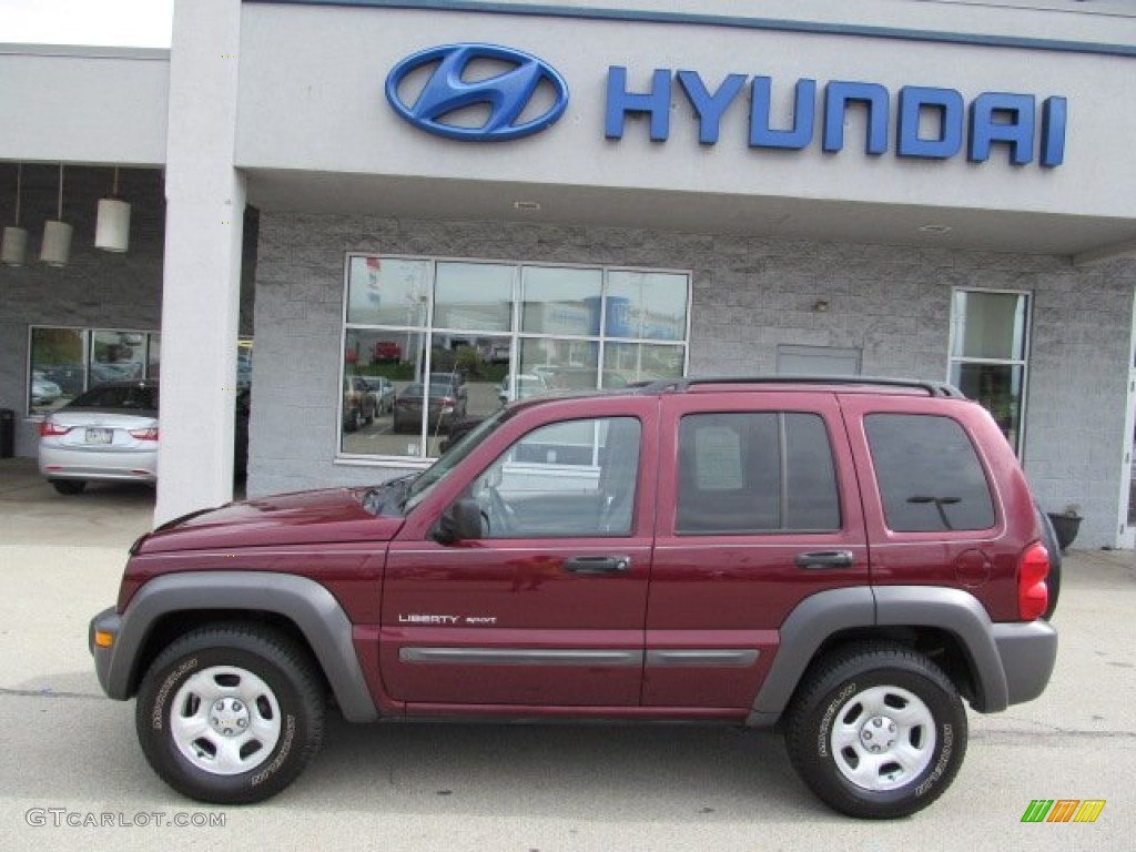2003 Liberty Sport 4x4 - Dark Garnet Red Pearl / Taupe photo #3