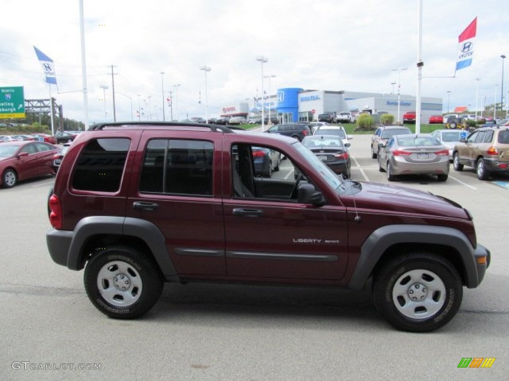 2003 Liberty Sport 4x4 - Dark Garnet Red Pearl / Taupe photo #9