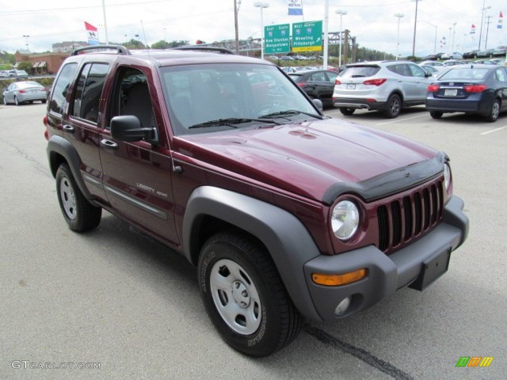 2003 Liberty Sport 4x4 - Dark Garnet Red Pearl / Taupe photo #10