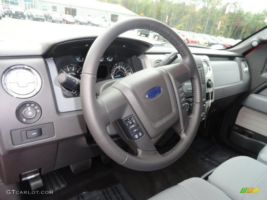 2013 Ford F150 XLT SuperCab 4x4 Steel Gray Steering Wheel Photo #71681479