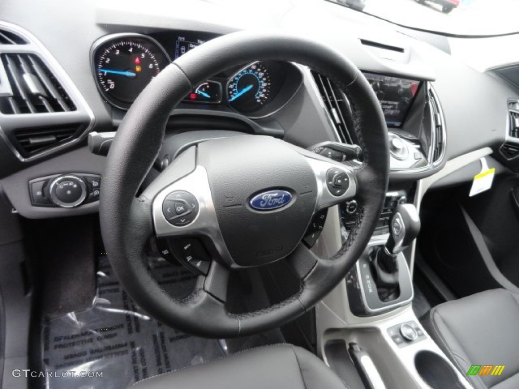 2013 Ford Escape SEL 2.0L EcoBoost Charcoal Black Steering Wheel Photo #71681989
