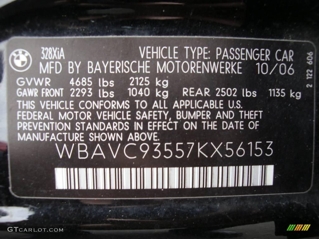 2007 3 Series 328xi Sedan - Jet Black / Black photo #15