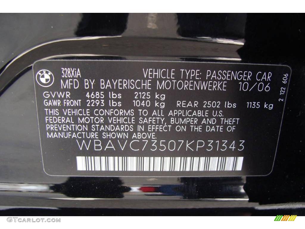 2007 3 Series 328xi Sedan - Jet Black / Black photo #15