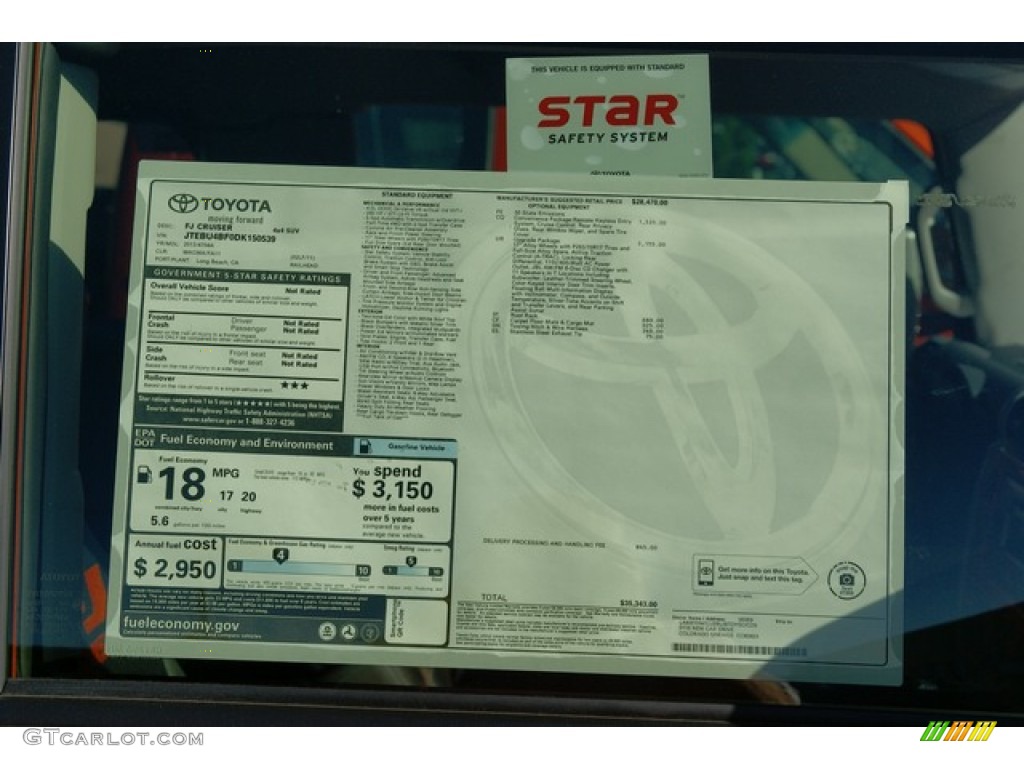 2013 Toyota FJ Cruiser 4WD Window Sticker Photo #71684977