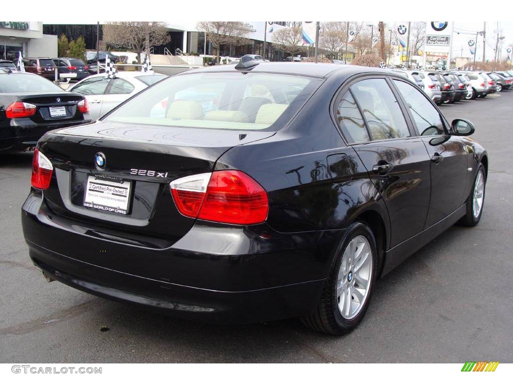 2007 3 Series 328xi Sedan - Jet Black / Beige photo #4