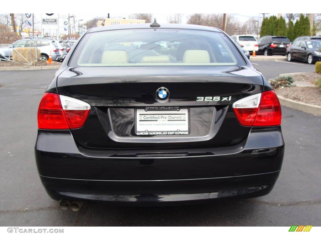 2007 3 Series 328xi Sedan - Jet Black / Beige photo #5
