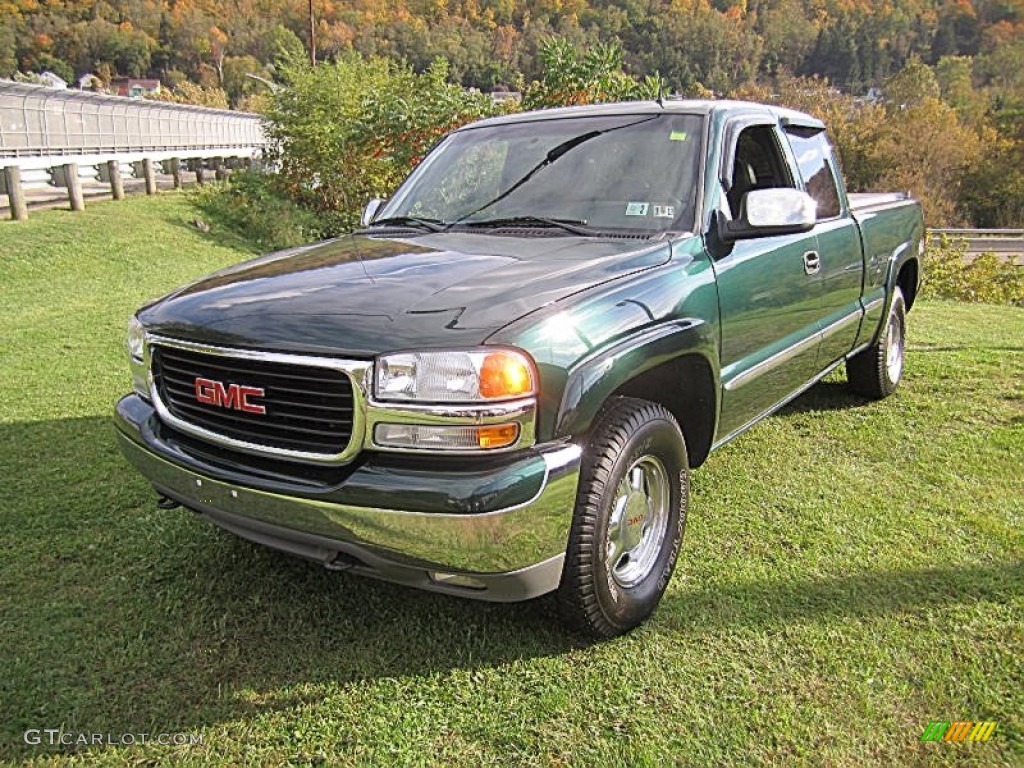 2001 Sierra 1500 SLT Extended Cab 4x4 - Polo Green Metallic / Graphite photo #4