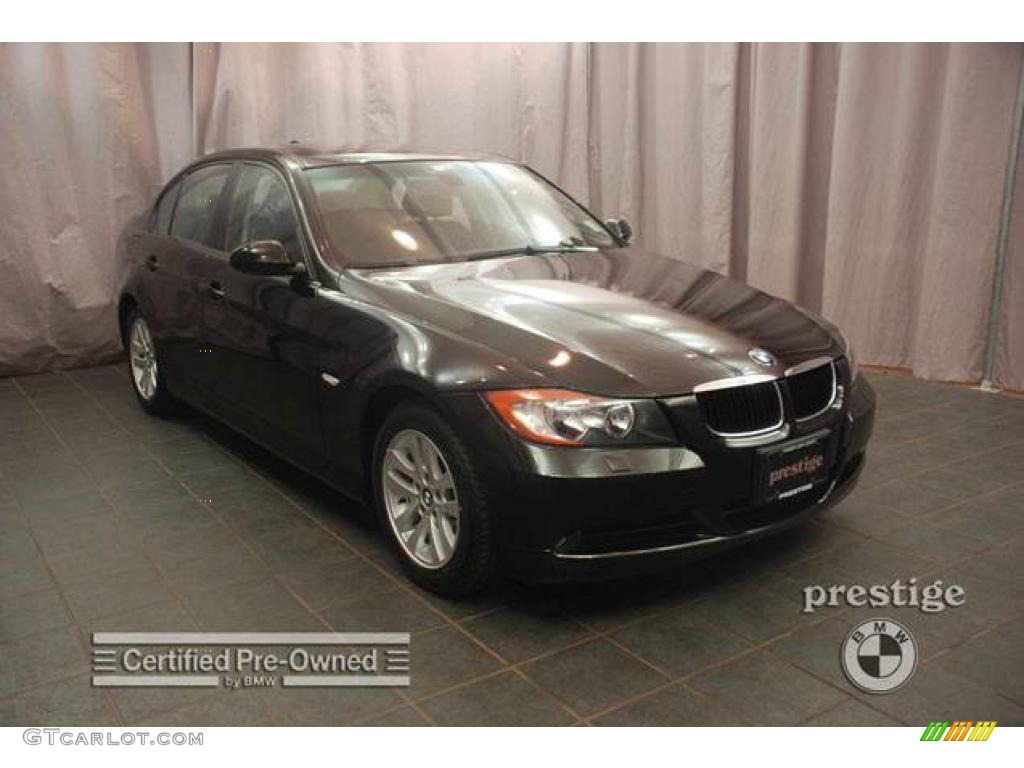 2007 3 Series 328xi Sedan - Jet Black / Black photo #7