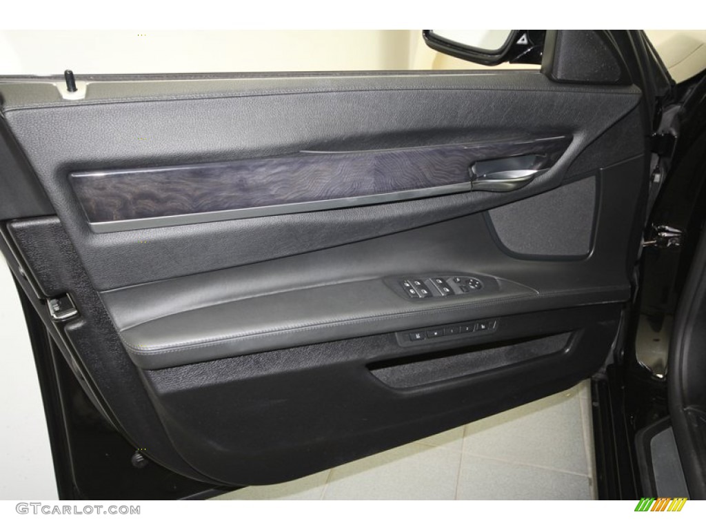 2009 BMW 7 Series 750i Sedan Black Nappa Leather Door Panel Photo #71690296