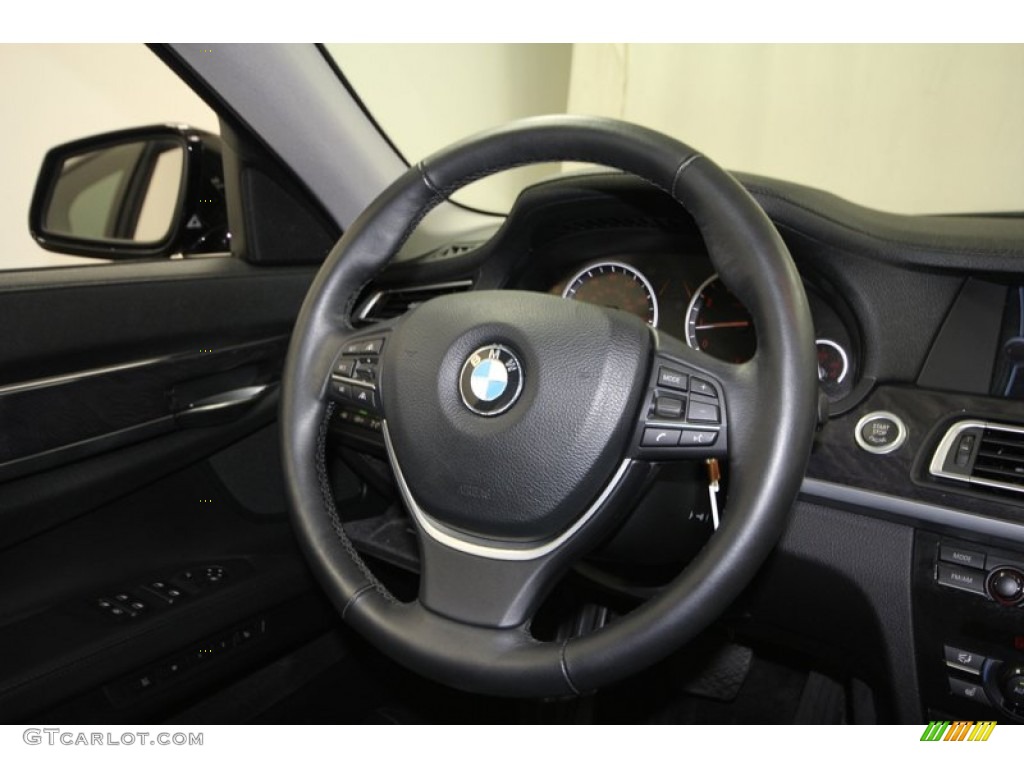 2009 BMW 7 Series 750i Sedan Black Nappa Leather Steering Wheel Photo #71690467