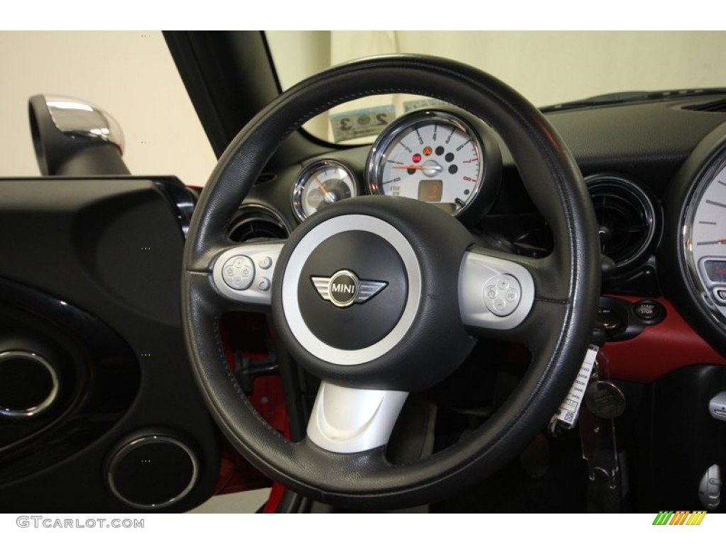 2009 Mini Cooper Convertible Black/Rooster Red Steering Wheel Photo #71690860