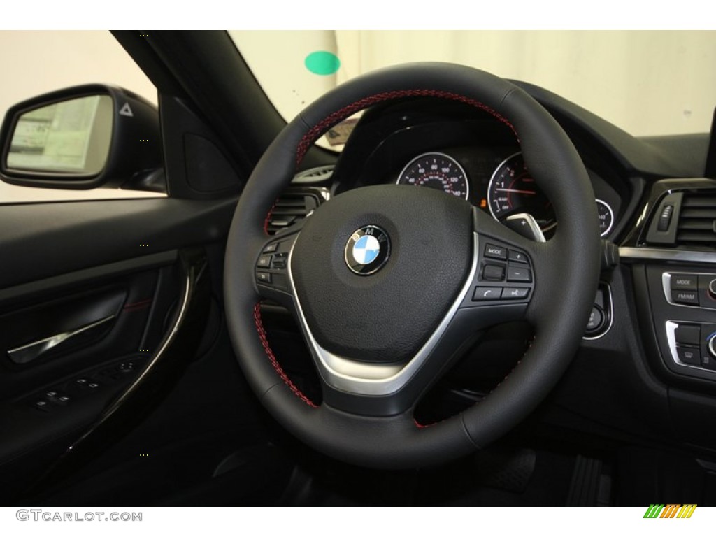 2013 BMW 3 Series 335i Sedan Black Steering Wheel Photo #71692429