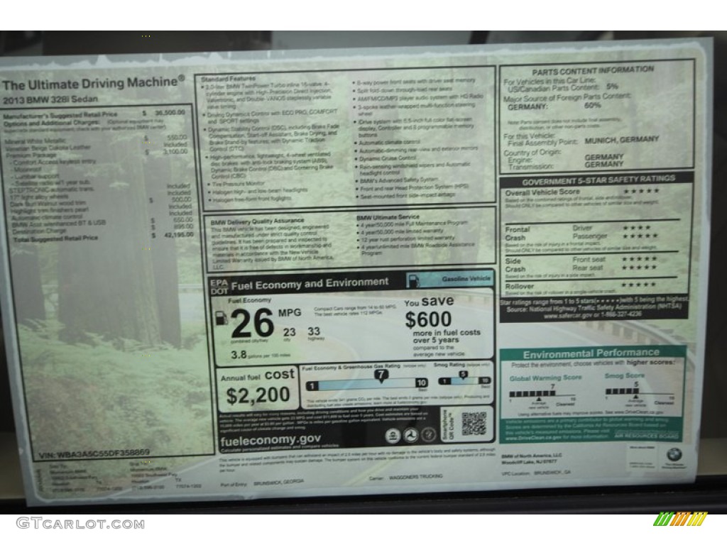 2013 3 Series 328i Sedan - Mineral White Metallic / Venetian Beige photo #27