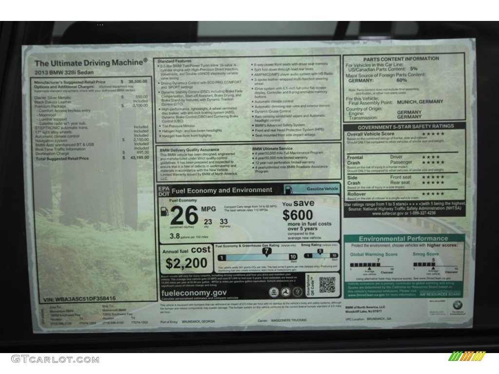 2013 3 Series 328i Sedan - Glacier Silver Metallic / Black photo #28