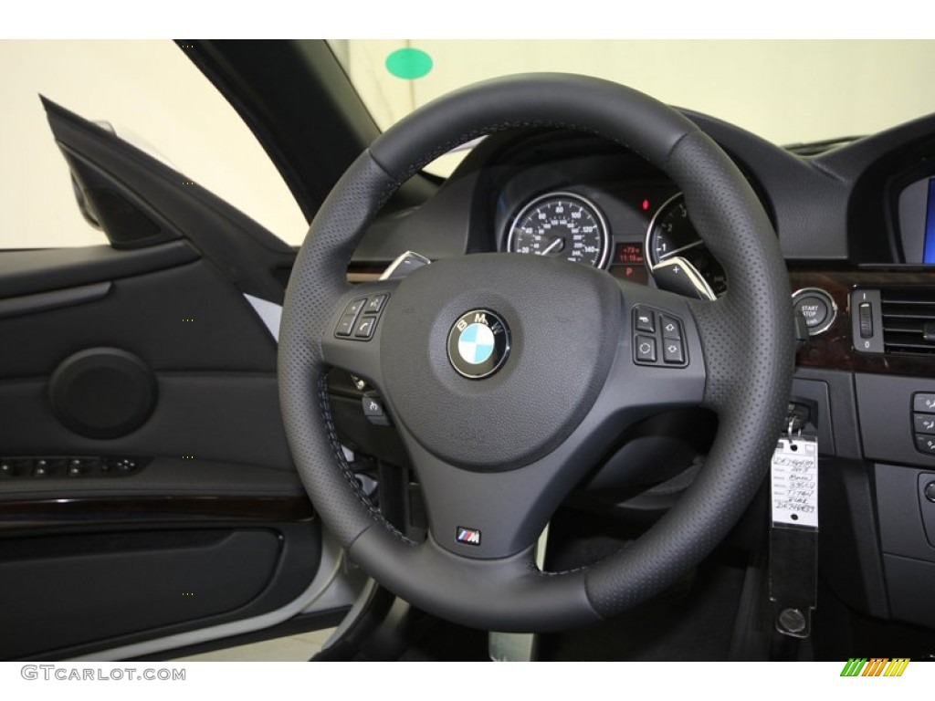 2013 BMW 3 Series 335i Convertible Black Steering Wheel Photo #71694148