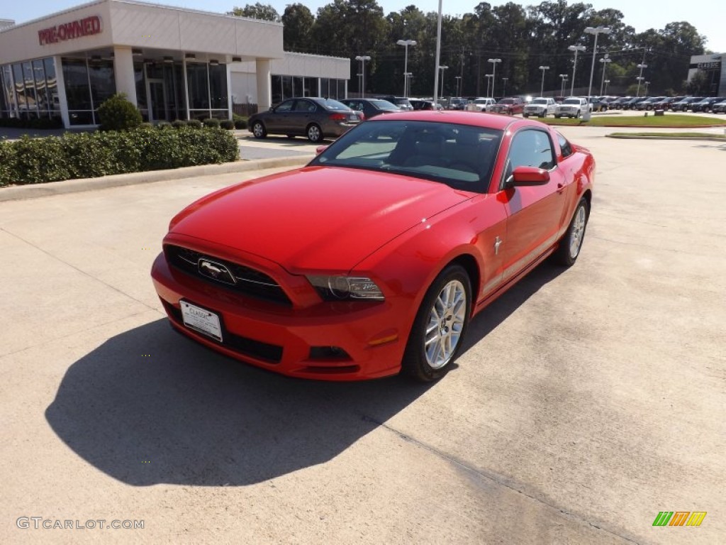 2013 Mustang V6 Premium Coupe - Race Red / Stone photo #1