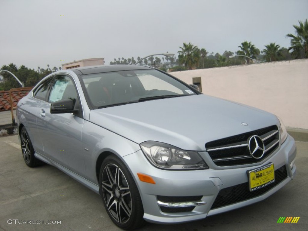 2013 C 250 Coupe - Diamond Silver Metallic / Black photo #1